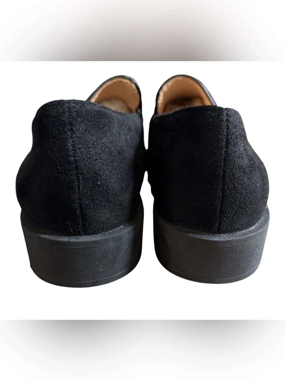 Black Faux Suede Croc Embossed Penny Loafers Slip-On Shoes Women’s Sz 9 (Estimat